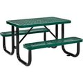 Global Equipment 4 ft. Rectangular Outdoor Steel Picnic Table, Expanded Metal, Green 695485GN